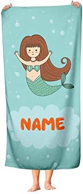 Personalized Corner Mermaid Beach Towels for Kids Adults
