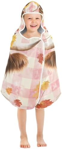 Highland Cow with Sunflowers Hooded Beach Towel for Kids