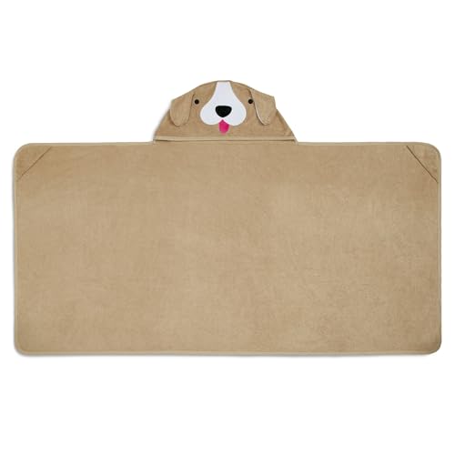 Delta toddlers bath towel with pockets soft absorbent tan dog design