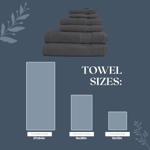 Lux Thread Egyptian Cotton Towel Set 6 Piece Dark Gray