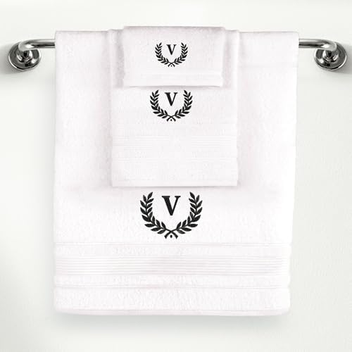 Personalized Custom Monogrammed White Towel Set 3 Piece