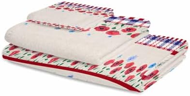 Chees D Zone Red Blue Stripe Plaid Bath Towel Set
