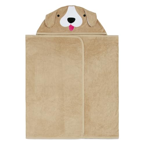 Delta toddlers bath towel with pockets soft absorbent tan dog design