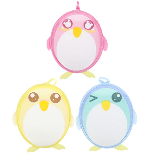 3-Piece Fun Cartoon Bath Scrubbers for Kids Durable Portable