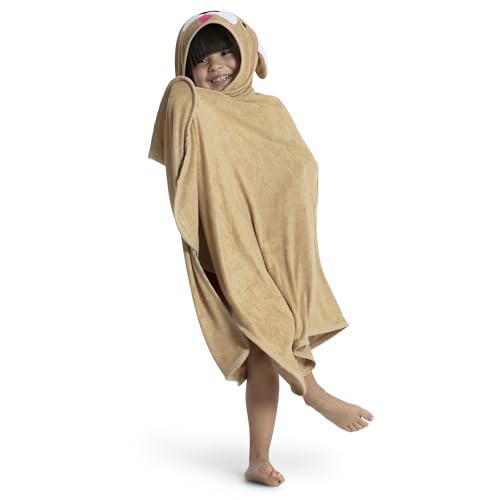 Delta toddlers bath towel with pockets soft absorbent tan dog design
