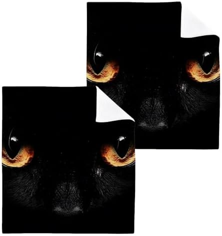 YANENDIE Black Cat Eyes Washcloths Towels 2 Pack