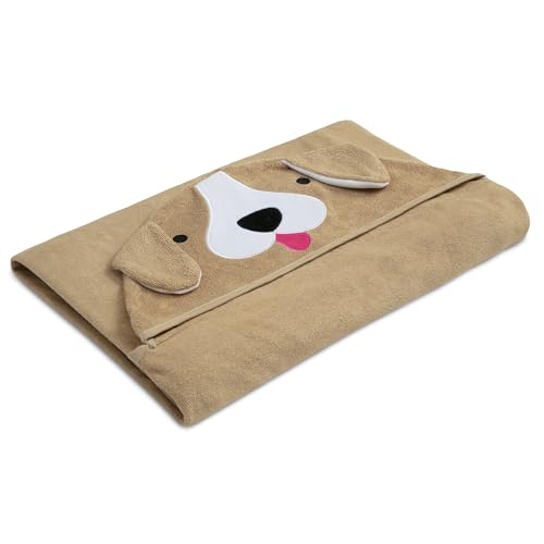 Delta toddlers bath towel with pockets soft absorbent tan dog design