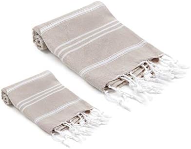 OliveLinen Luxury Bodrum Turkish Towel Set Desert Sand