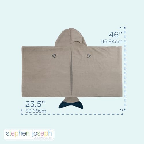 Stephen Joseph Ship Kids Hooded Bath Beach Towel - Cute Characters 100 Cotton Velour