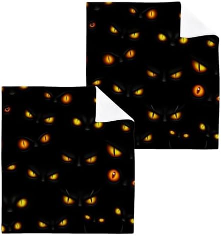 Dark Cats Glowing Eyes Washcloths 2 Pack