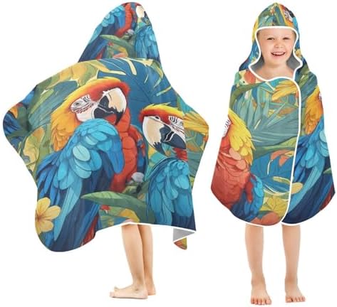 Macaw Pattern Hooded Towel - Soft Lightweight Beach Towel for Kids