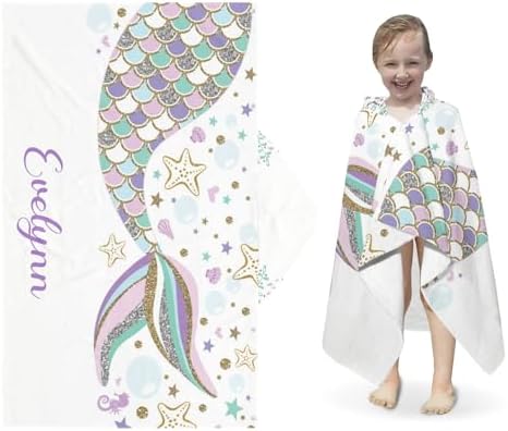Deven Mermaid Kids Beach Bath TowelsPersonalized in Kids Design