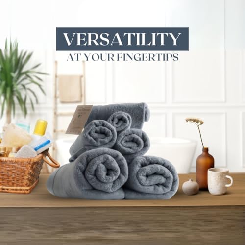 Lux Thread Egyptian Cotton Towel Set 6 Piece Dark Gray