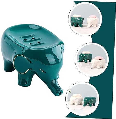 LIFKOME Ceramic Elephant Drainage Soap Box Self-Draining Bath Organizer