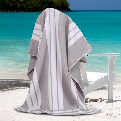 Superior Cotton Cabana Beach Towels - Light Grey