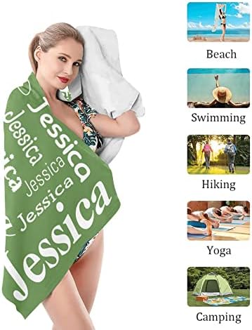 Personalized Green Beach Towel with Name