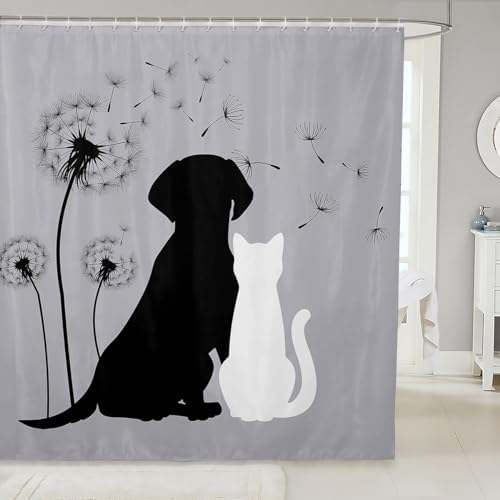 ERosebridal Cat Dog Bathtub Bath Curtain Set Dandelion Design