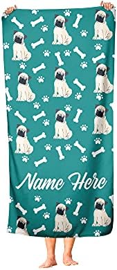 Extra Large Personalized Pet Pug Towel for Kids and Adults 1