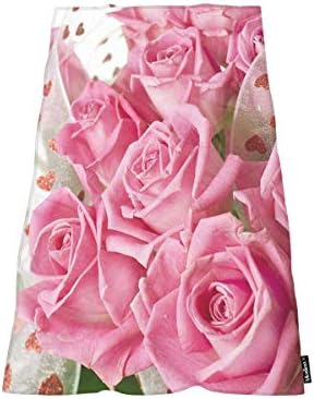 Comfy Bath Towels Pink Rose Love Heart Pattern