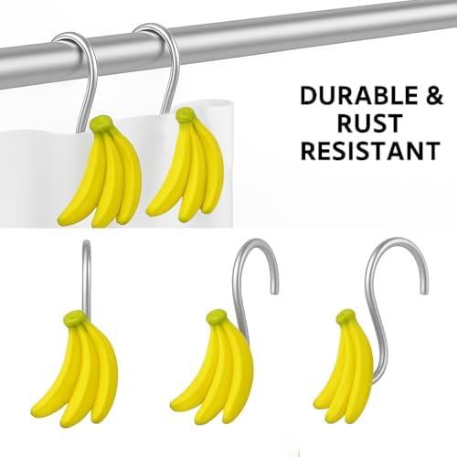 Banana Shower Hooks 12 Pack - Playful Monkey Bathroom Decor 1