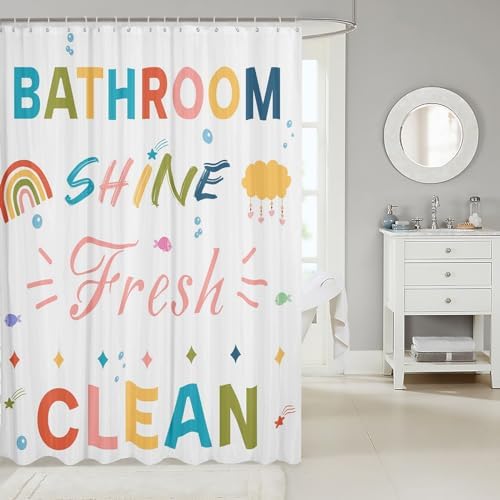 Colorful Rainbow Washable Bath Curtain for Kids