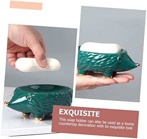 Ceramic Hedgehog Soap Holder for Bathroom Kitchen Decor
