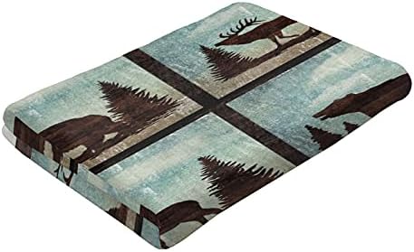 Rustic Elk Bear Silhouette Beach Towel Moderate Thickness
