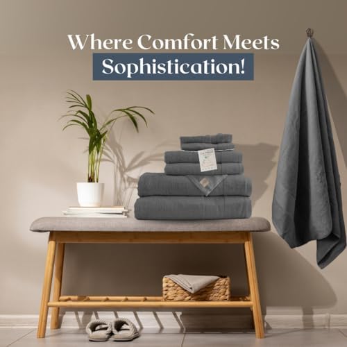 Lux Thread Egyptian Cotton Towel Set 6 Piece Dark Gray
