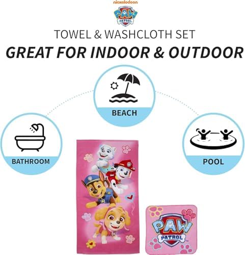 Franco Paw Patrol Girls 2 Piece Bath Towel Set