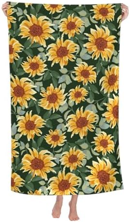 Lush 52x32 beach towel with sunflowers