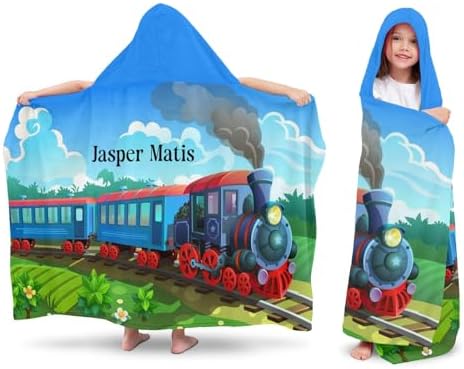 Deven Cartoon Train Personalized Hooded Bath Towel Wrap
