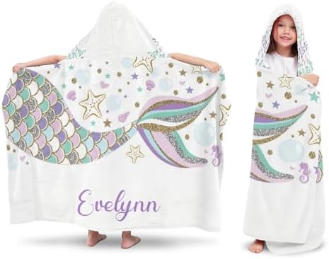 Deven Mermaid Kids Beach Bath TowelsPersonalized in Kids Design