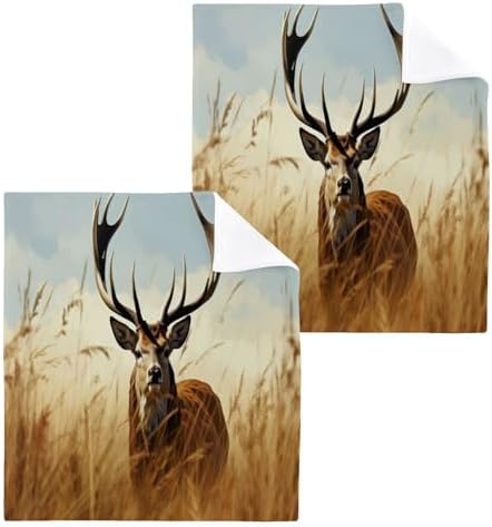 YETTASBIN Deer Washcloths 2 Pack Soft Absorbent Cotton Face Towels
