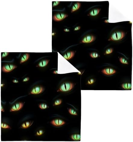 Dark Cats Glowing Eyes Washcloths