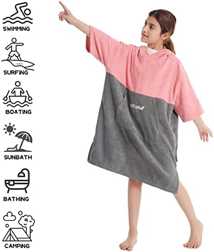 Hiturbo Kids Changing Hoodie - 34 Sleeve Microfiber Absorbent Quick Dry Warm