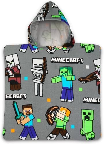 Jay Franco Minecraft Kids Hooded Bath Towel Poncho Team Confetti 24x47