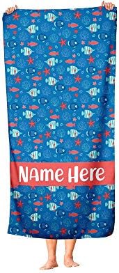 Personalized Corner Extra Large Ocean Fish Towel for Kids