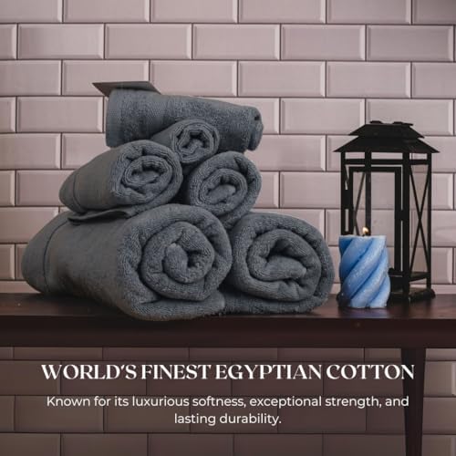 Lux Thread Egyptian Cotton Towel Set 6 Piece Dark Gray