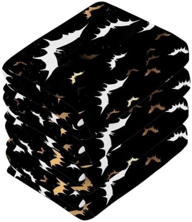 Two-Pack Black Bat Cotton Washcloth Set for Reusable Face Body