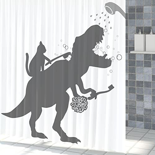 Canessioa Funny Dinosaur Shower Curtain