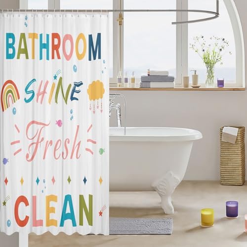 Colorful Rainbow Washable Bath Curtain for Kids