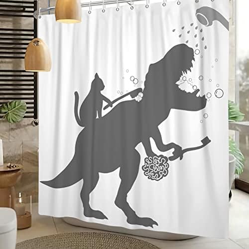 Canessioa Funny Dinosaur Shower Curtain
