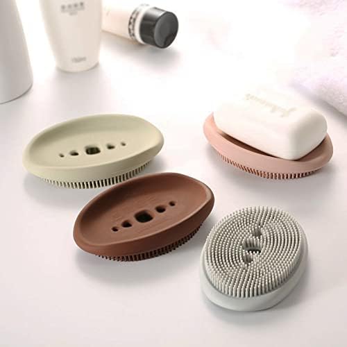 3Pack Silicone Soap Dishes Eco-Friendly Dual-Purpose for Bath Kitchen
