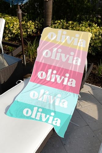 Personalized Rainbow Beach Towel
