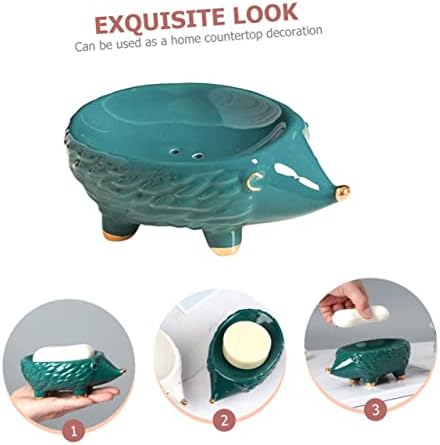 Ceramic Hedgehog Soap Holder for Bathroom Kitchen Decor