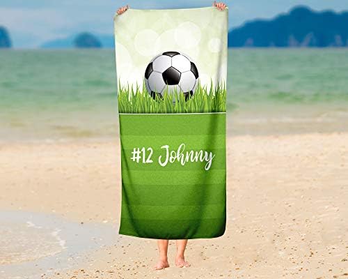 Personalized Soccer-Themed Travel Towels for Kids Red Beach Fun