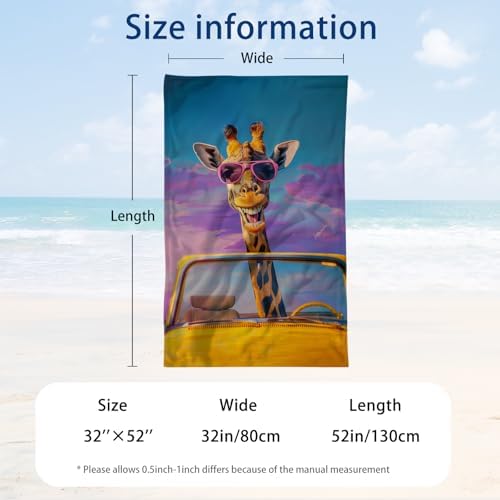 Funny Giraffe Beach Towel WZOMT Microfiber Beach Towels for Beach Days