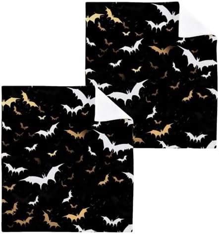 Two-Pack Black Bat Cotton Washcloth Set for Reusable Face Body