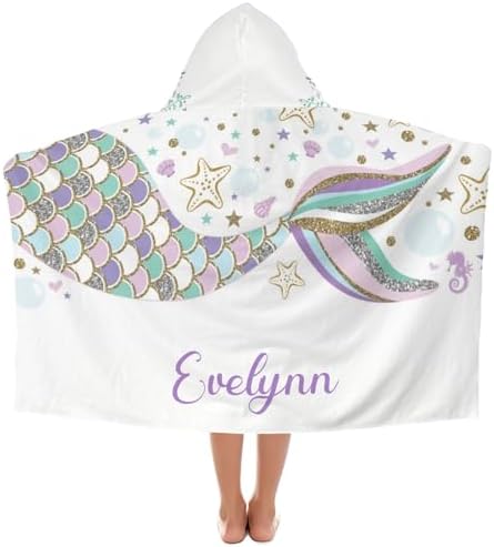 Deven Mermaid Kids Beach Bath TowelsPersonalized in Kids Design