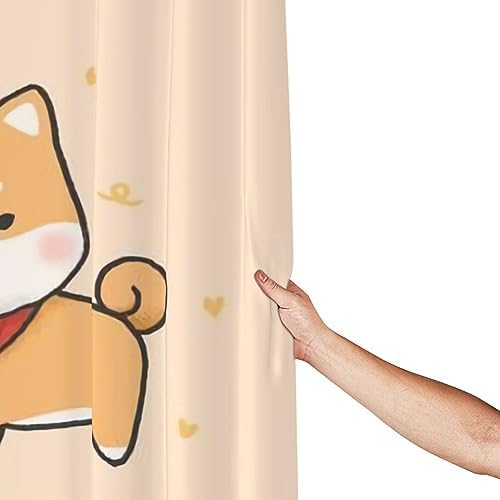 Cute Shiba Cartoon Shower Curtain for Kids Girls Boys